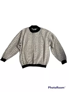 Vintage Koman Pullover Sweater Adult Size Large Long Sleeve Black And White - Picture 1 of 4