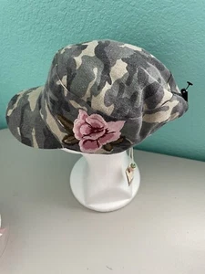 Quagga Women's Military Cadet Cap Green Camo Embroidered Flower Logo NWT - Picture 1 of 7