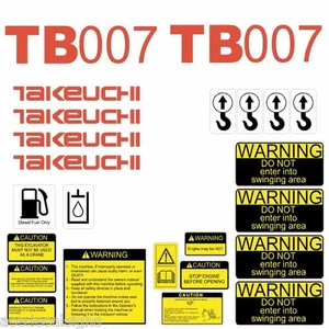 Takeuchi TB007 Decals Kit Mini Excavator repro Decal Set TB007 stickers kit - Foto 1 di 1
