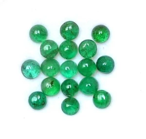 3.67 CTS Natural Emerald Round Cabochon 3.75 mm Lot 18 Pcs Untreated Loose Gems - Picture 1 of 7