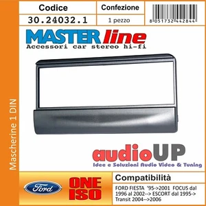 MASCHERINA AUTORADIO 1 DIN ADATTATORE FORD FIESTA 1995>2001 COLORE GRIGIO CHIARO - Foto 1 di 1