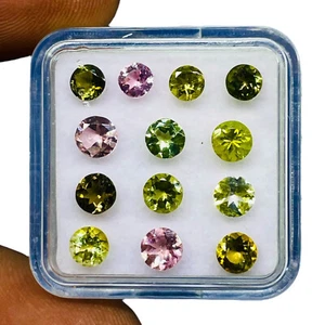 VVS 13 Pcs Natural Tourmaline 3.9-4.7mm Round Cut Multi Color Loose Gemstones - Picture 1 of 8