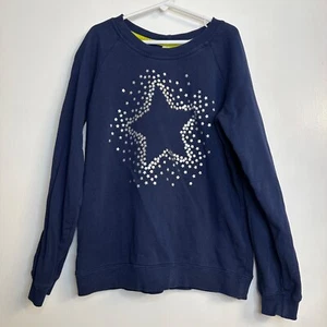 Hanna Andersson Size 150 10-12 Navy Silver Star Print Sweatshirt - Picture 1 of 5