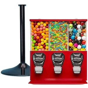 Máquina expendedora comercial Gumball y dulces con soporte - Triple roja - Imagen 1 de 6