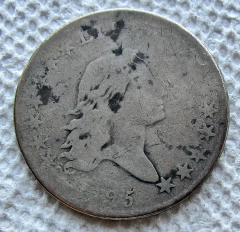 1795 Flowing Hair Half Dollar Rare Key Date Type Coin  G / VG Cleaned Scratched Cover