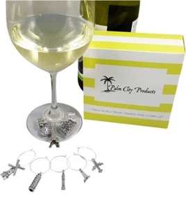 Set of 28 Hen Party Wine Glass Charms, Beach, Wine Lover And World Locations - Picture 1 of 7