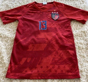 Soccer Fan Girls USA Soccer Red Blue MORGAN 13 Short Sleeve Jersey Large - Picture 1 of 10