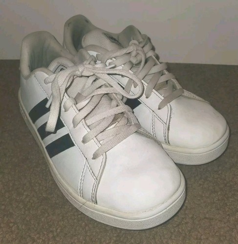 Sneakers Adidas Grand Court Youth taglia 3 stringate bianche con righe nere unisex bambini