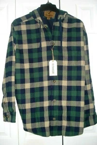 Men's Flannel Shirt Jacket Size Large Outdoor Life Navy Blazer Hooded New - Picture 1 of 2