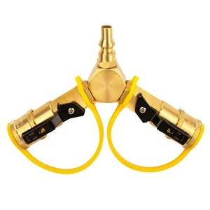 1/4" RV Propane Quick Connect Y Splitter Adapter with Shutoff Valve for RV Tr... - Picture 1 of 7