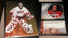 TREVOR KIDD 1998-99 IN THE GAME BE A PLAYER NHL AUTOGRAPH #22 HARD SIGNED.