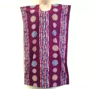 RETRO Hippie Gypsy Bohemian Festival Ethnic Block Print Caftan Dress 9077 Fuchsi - Picture 1 of 2