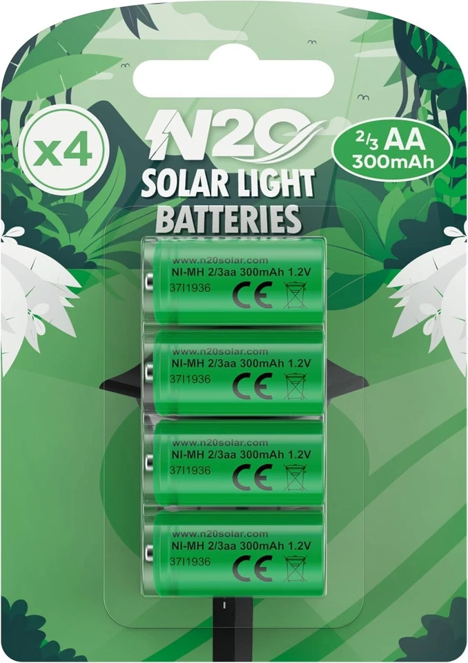 Solar 2/3 AA Rechargeable Batteries for Solar Lights - 300mAh 1.2V 2/3aa - Image 1 of 4