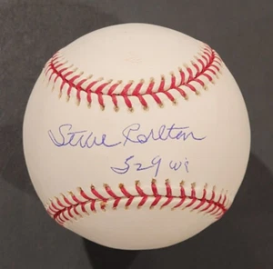 STEVE CARLTON Signed Inscribed WIN TOTAL 529 Official MLB Baseball-PHILLIES-PSA - Picture 1 of 8