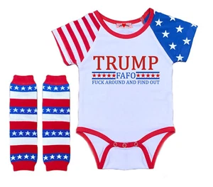 Donald Trump FAFO Funny Bodysuit Romper Outfit Shirt Set Uncensored - Picture 1 of 2