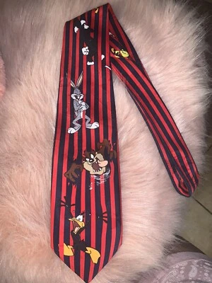 Corbata de cuello vintage Looney Tunes novedosa insectos Taz Sylvester Piolín 1995 Foto 1 de 4