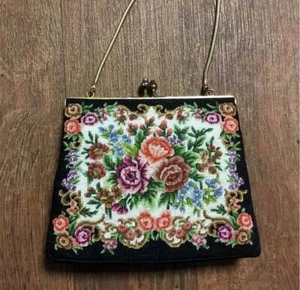 1930s Evening Bag | Vintage 1930s Petit Point Tapestry Evening Bag, Vintage Bag - Picture 1 of 2