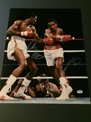 Thomas Hearns & Sugar Ray Leonard Dual Autographed 16x20 Photo - PSA - Image 1 of 4