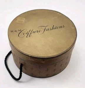 Vtg Gold R & M Coiffure Fashions Wig Hat Box 1960’s Ca. Broadway Dept. 6.25" - Picture 1 of 9