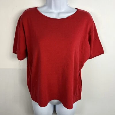 Top vintage Norton McNaughton para mujer talla M rojo manga corta cuello redondo minimalista Foto 1 de 4
