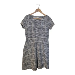 MAX STUDIO Max Mara Size M Medium Boucle Dress Blue White Short Sleeve Textured - Picture 1 of 7