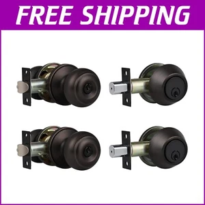 Dual Entry Door Knob & Single Cylinder Deadbolt Set in Oil Rubbed Bronze - Picture 1 of 8
