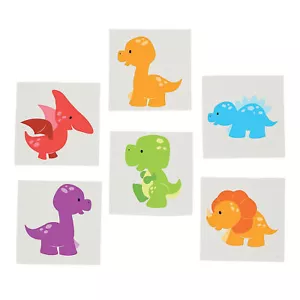 Kids Temporary Tattoos DINOSAUR PARTY Little Dino Tattoo Favours Pack of 36 - Picture 1 of 3