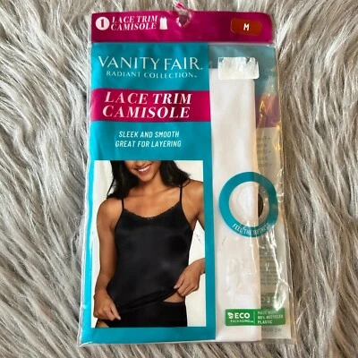 Camisola Vanity Fair Radiant Collection ribete de encaje para mujer talla mediana blanca sin mangas Foto 1 de 4
