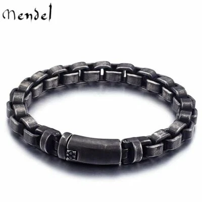 MENDEL Vintage Stainless Steel Mens 8 Inch Motorcycle Chain Link Bracelet Fo Men - Image 1 of 4