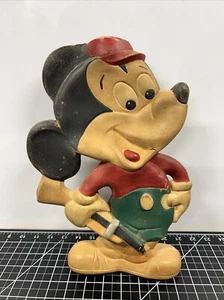 Vintage 1970 Duarry Hunter Mickey Mouse Disney Figur Vinyl Gummi Wärmflasche - Bild 1 von 12