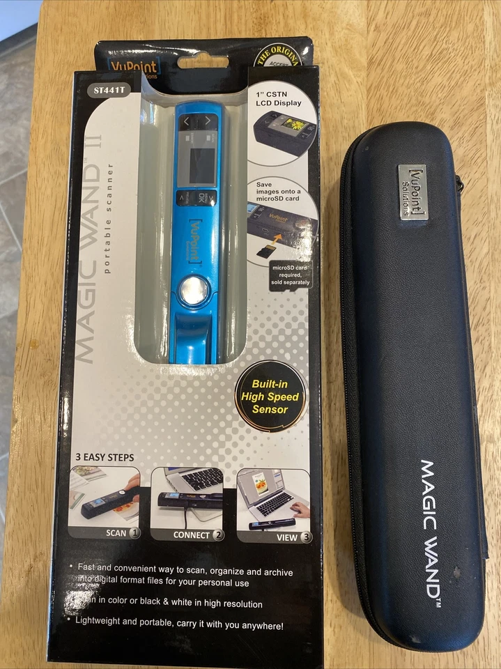 Vupoint Solutions Magic Wand II 2 Portable Scanner Blue ST441T NEW Vu Point Case - Image 1 of 4