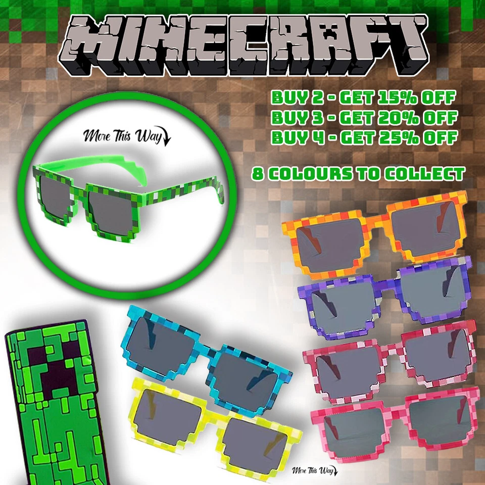 Minecraft - Pixel Gamer Sonnenbrille - Kinder Pixel Eyewear
