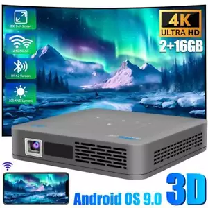 P9 P15 Smart HDMI Projector 4K 3D Android 9.0 5G Wifi BT 4.2 DLP Home 2+16GB UK - Picture 1 of 31