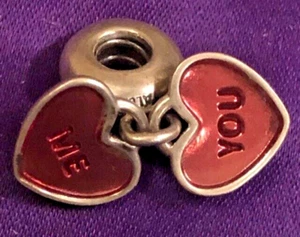 Genuine Pandora Sterling Silver You & Me Dangle Heart Charm #791244CZ Never Worn - Picture 1 of 8