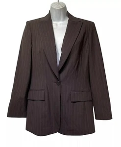 oscar by oscar de la renta Women’s Size 6 brown Wool Pinstripe blazer Jacket - Picture 1 of 6