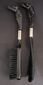 Vintage Used Black Plastic Horse Brush & Shoe Horn Made in Japan - Picture 1 of 6