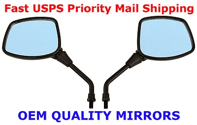 Pair of Black Square Head Motorcycle Mirrors - Suzuki DR200 DR350 DR400 DR650 - Image 1 of 4