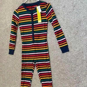 Old Navy Snug-Fit Printed Henley Pajama One-Piece Multicolored Stripe Kids Large - Picture 1 of 6