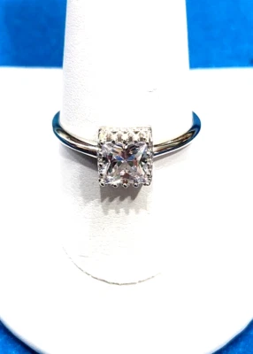 Milor 14K белое золото принцесса огранка CZ Solotaire кольцо - Sz 10 - 2,3 г - Италия - Изображение 1 из 4