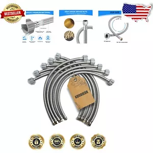 10-Pack 12-Inch Stainless Steel Toilet Supply Line - Flexible Connector Hoses - Picture 1 of 9