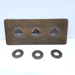 Brass Light Switch Plate Antique Toggle crabtree 3 gang lock rings - Picture 1 of 3