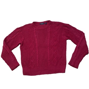 Suéter Pescador Finalista Hombres L L Lino Rojo Navidad Vacaciones Cable Tejido De Colección Años 90 - Imagen 1 de 22