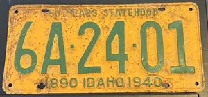 1940 Idaho 50 Jahre Staatlichkeit Nummernschild #6A-24-01 - Bild 1 von 6