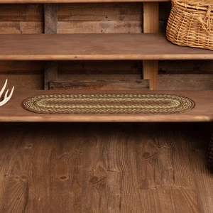 Stair Tread Tea Cabin Jute Rustic 8.5x27 Oval Striped Floor Decor VHC Brands - Picture 1 of 9