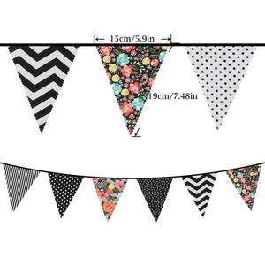 Banner Fabric Bunting Total Length 10m Cotton Grand Openings Birthdays - Picture 1 of 73