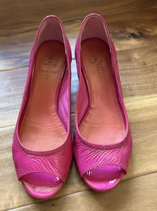 COLE HAAN-Tali Air-Peep Toe Ballet Wedge-Hot Pink Size 8AA Patent Leather - Picture 1 of 6
