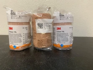 3M 2084 Coban NL selbstklebende Verpackung hellbraun 4" x 5 Yds - 3 Rollen Ablaufdatum 05/26 - Bild 1 von 3