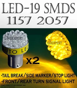 2 prs 1157 2357 2396 12 SMDs LED Yellow Rear Side Marker Light Bulbs Lamp A187 - Picture 1 of 6