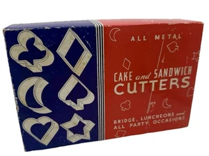 Vintage Kuchen- und Sandwichausstecher aus Metall - Plätzchen - 6 Muster im Originalkarton - Bild 1 von 20
