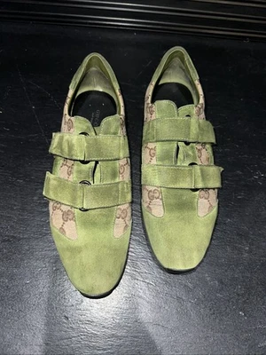 Gucci Beige/Marrón Cuero Velcros Lona Zapatos de caña baja Talla US 10 Foto 1 de 4